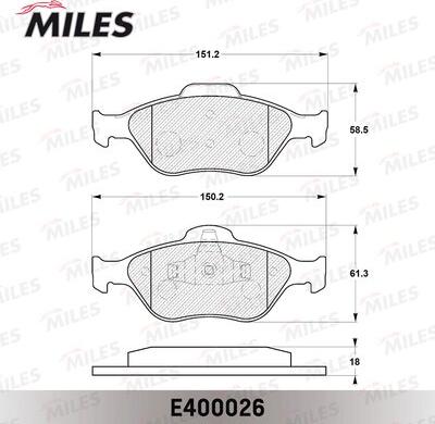 Miles E400026 - Комплект спирачно феродо, дискови спирачки vvparts.bg