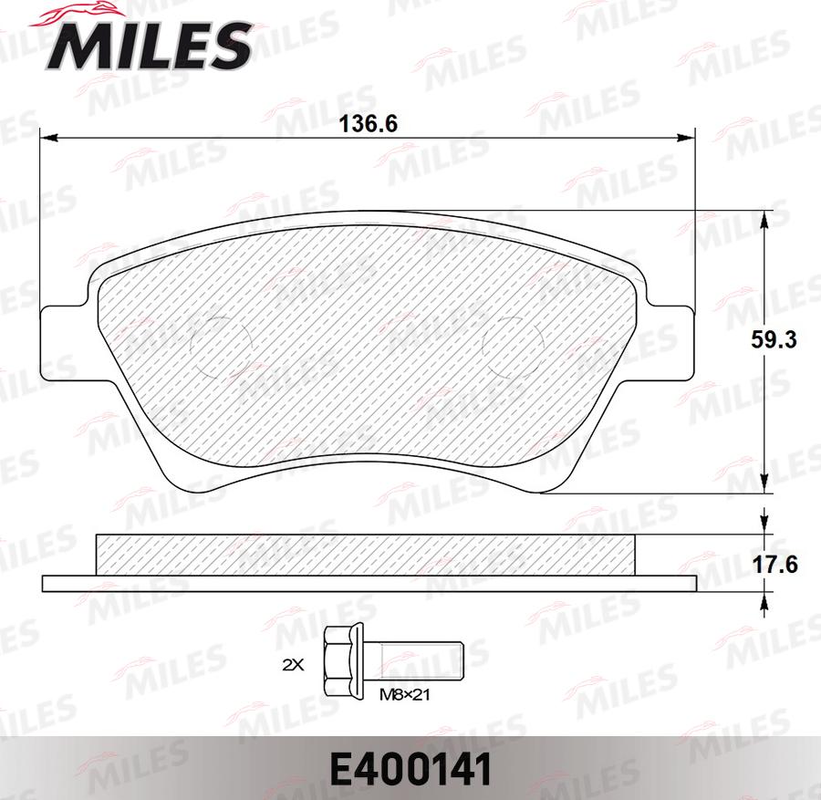 Miles E400141 - Комплект спирачно феродо, дискови спирачки vvparts.bg