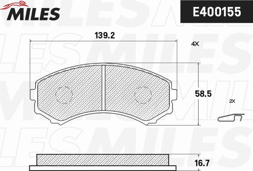 Miles E400155 - Комплект спирачно феродо, дискови спирачки vvparts.bg