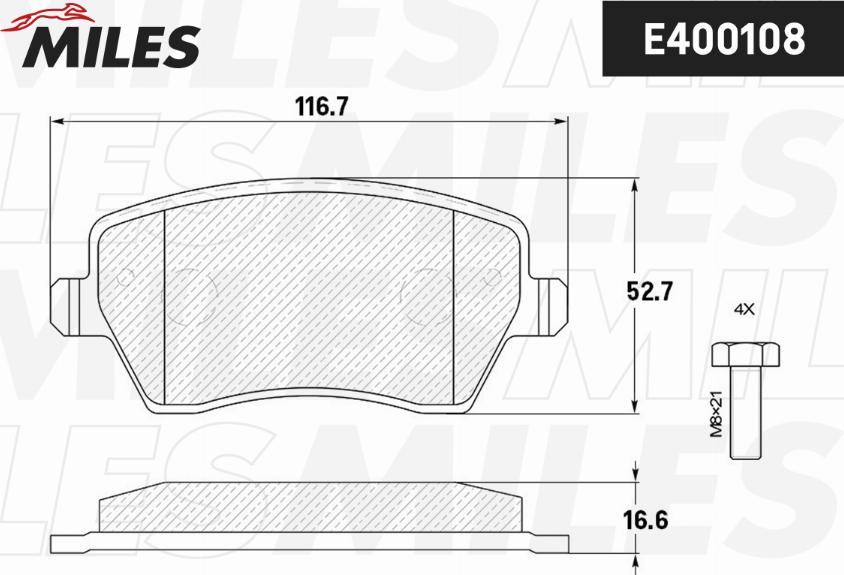 Miles E400108 - Комплект спирачно феродо, дискови спирачки vvparts.bg