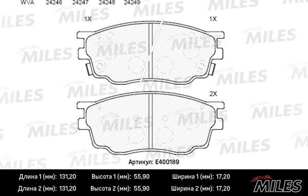 Miles E400189 - Комплект спирачно феродо, дискови спирачки vvparts.bg