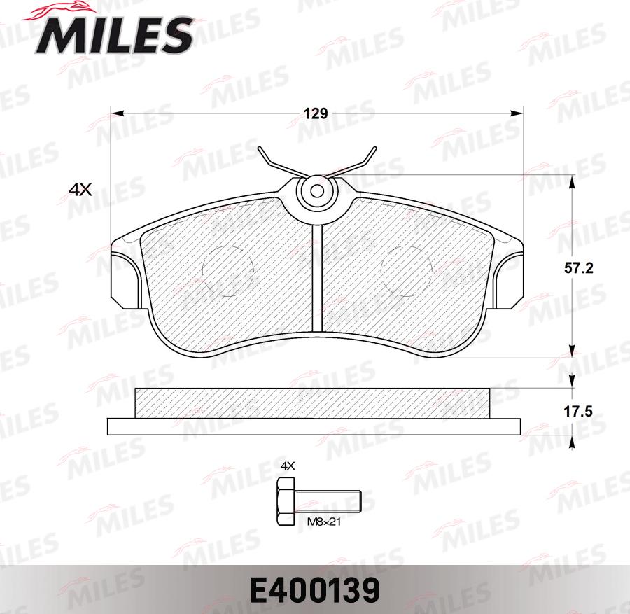 Miles E400139 - Комплект спирачно феродо, дискови спирачки vvparts.bg