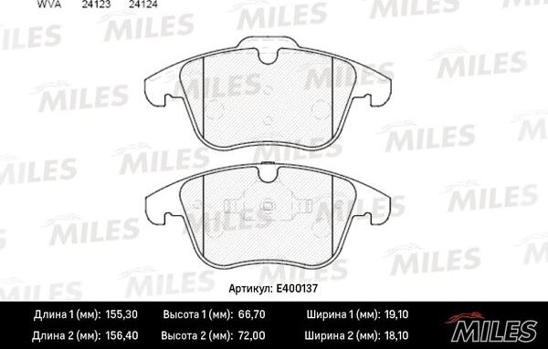 Miles E400137 - Комплект спирачно феродо, дискови спирачки vvparts.bg