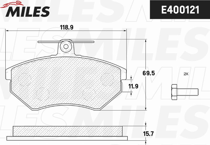 Miles E400121 - Комплект спирачно феродо, дискови спирачки vvparts.bg