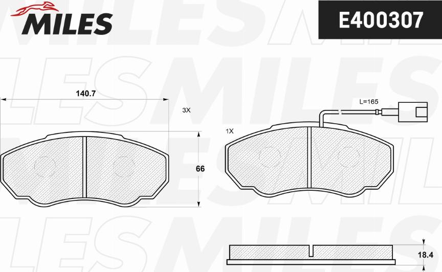 Miles E400307 - Комплект спирачно феродо, дискови спирачки vvparts.bg