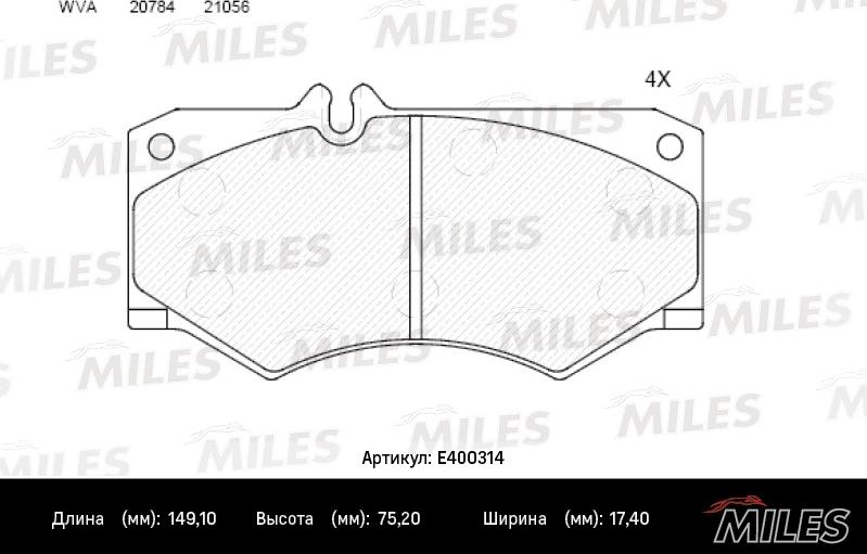 Miles E400314 - Комплект спирачно феродо, дискови спирачки vvparts.bg