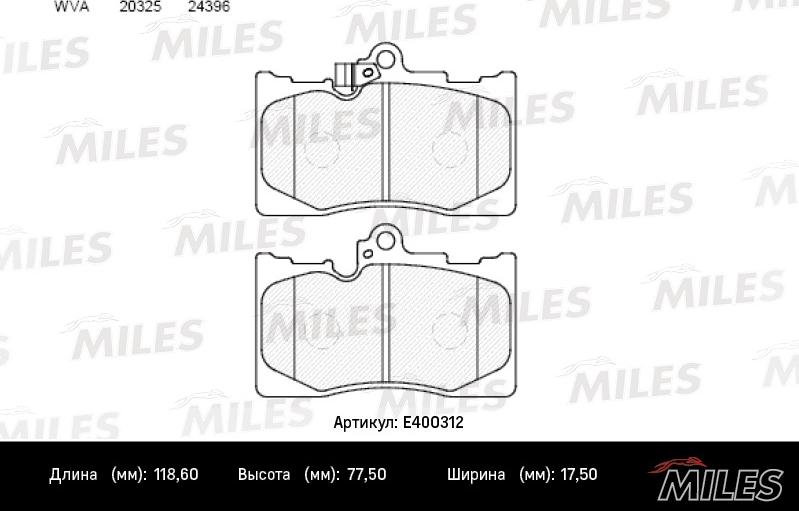 Miles E400312 - Комплект спирачно феродо, дискови спирачки vvparts.bg