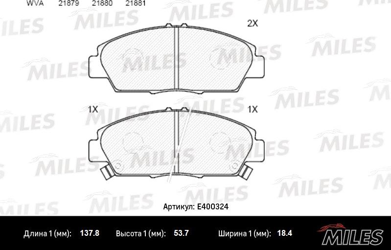 Miles E400324 - Комплект спирачно феродо, дискови спирачки vvparts.bg