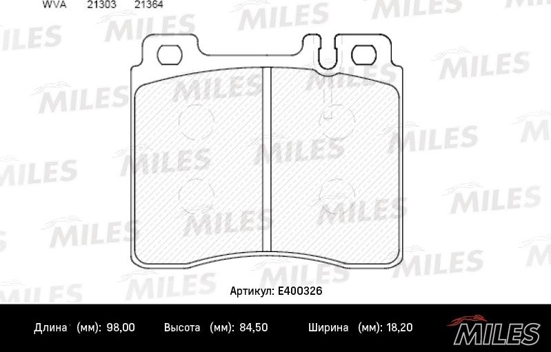 Miles E400326 - Комплект спирачно феродо, дискови спирачки vvparts.bg