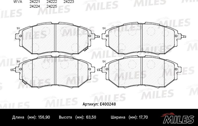 Miles E400248 - Комплект спирачно феродо, дискови спирачки vvparts.bg