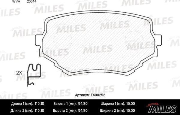 Miles E400252 - Комплект спирачно феродо, дискови спирачки vvparts.bg
