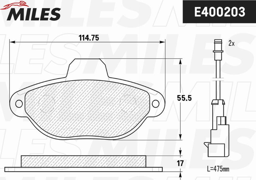 Miles E400203 - Комплект спирачно феродо, дискови спирачки vvparts.bg