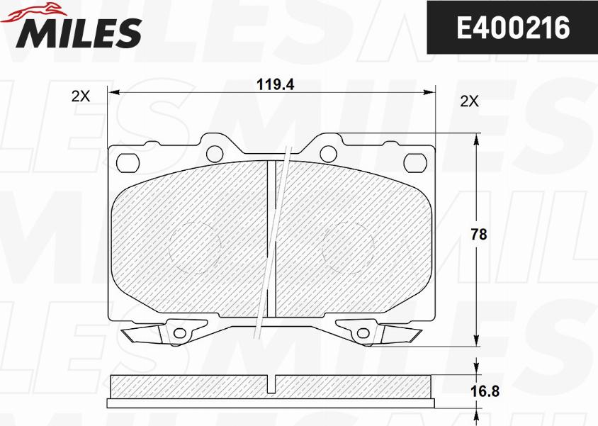 Miles E400216 - Комплект спирачно феродо, дискови спирачки vvparts.bg