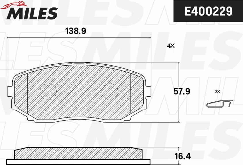 Miles E400229 - Комплект спирачно феродо, дискови спирачки vvparts.bg