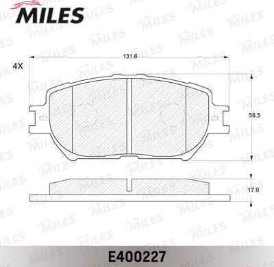 Miles E400227 - Комплект спирачно феродо, дискови спирачки vvparts.bg