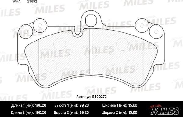 Miles E400272 - Комплект спирачно феродо, дискови спирачки vvparts.bg