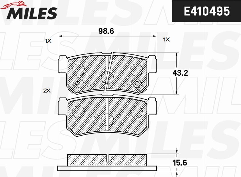 Miles E410495 - Комплект спирачно феродо, дискови спирачки vvparts.bg