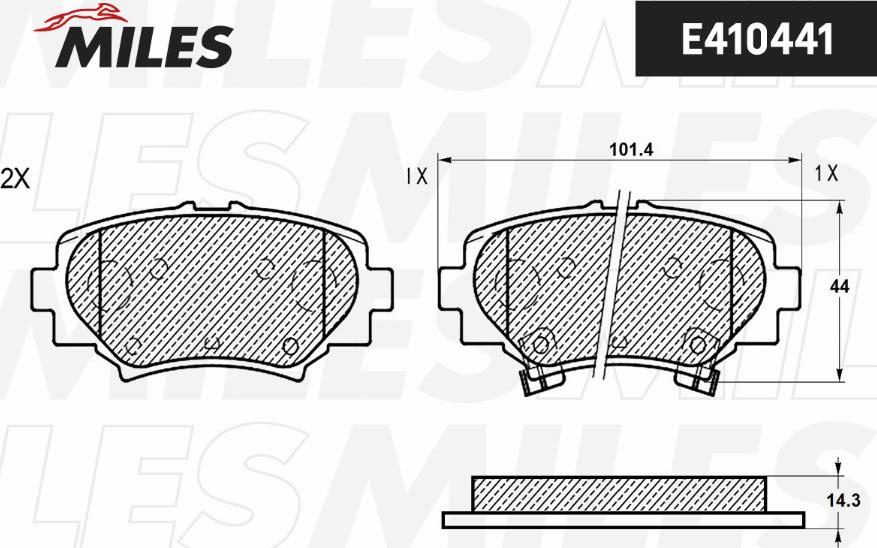 Miles E410441 - Комплект спирачно феродо, дискови спирачки vvparts.bg