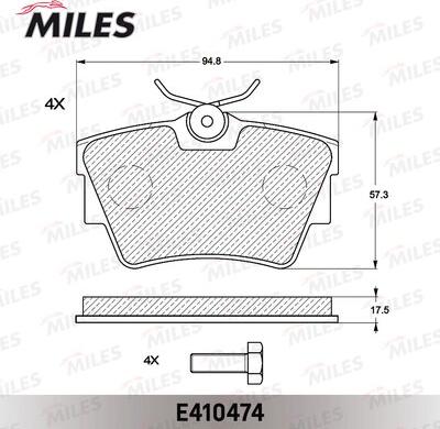 Miles E410474 - Комплект спирачно феродо, дискови спирачки vvparts.bg