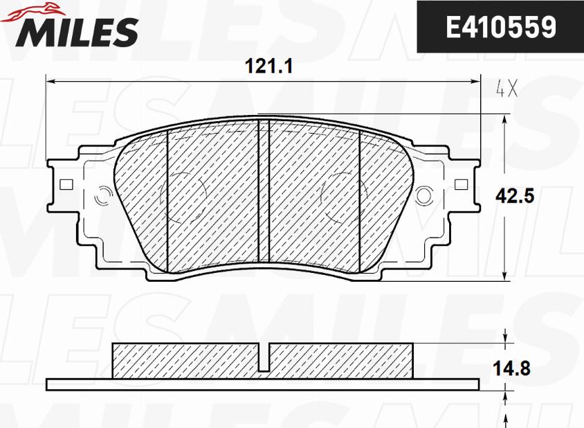 Miles E410559 - Комплект спирачно феродо, дискови спирачки vvparts.bg