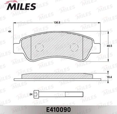 Miles E410090 - Комплект спирачно феродо, дискови спирачки vvparts.bg