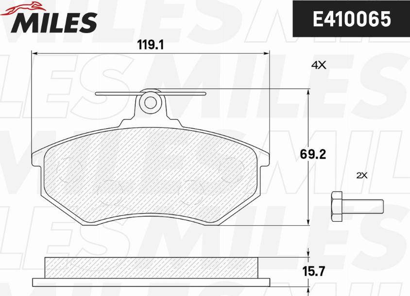 Miles E410065 - Комплект спирачно феродо, дискови спирачки vvparts.bg