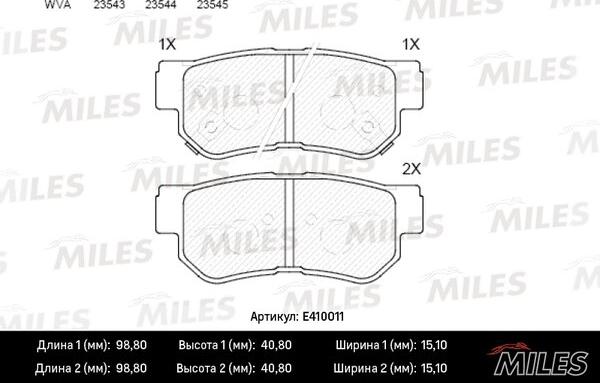 Miles E410011 - Комплект спирачно феродо, дискови спирачки vvparts.bg