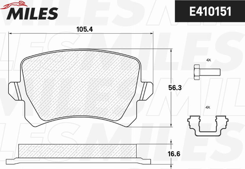 Miles E410151 - Комплект спирачно феродо, дискови спирачки vvparts.bg