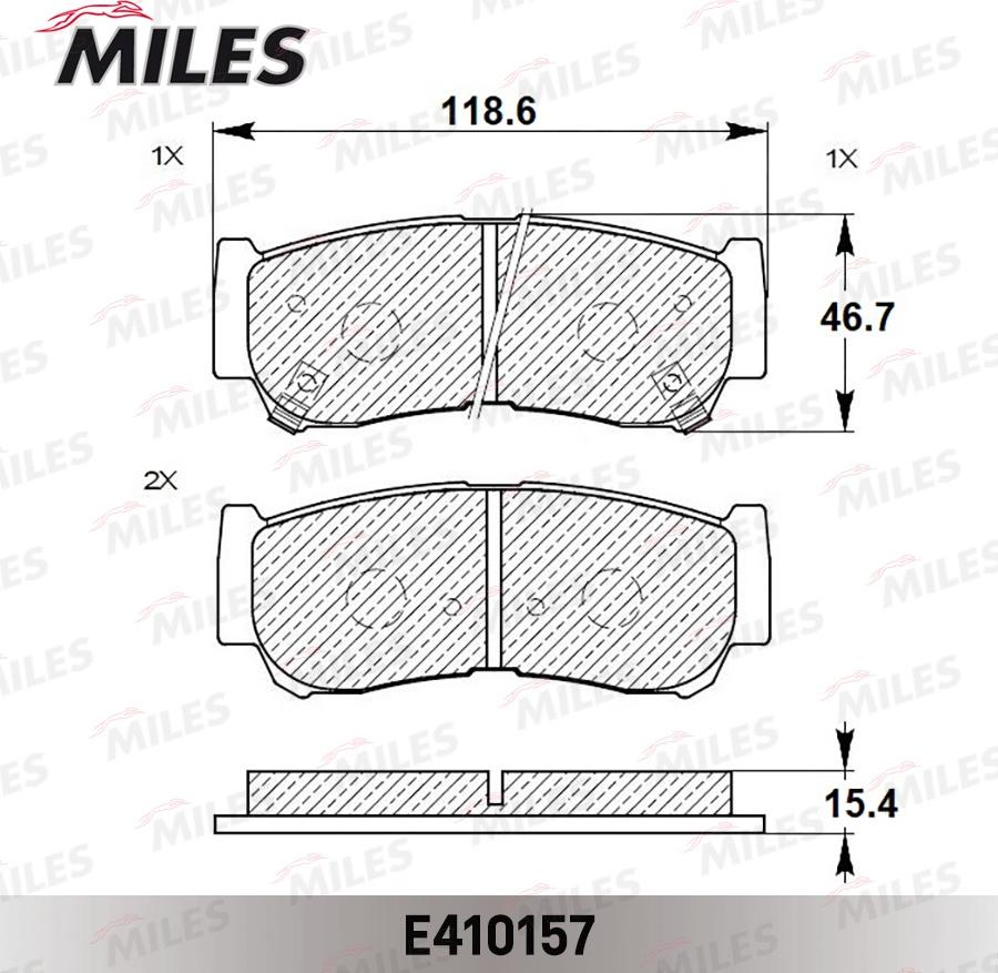 Miles E410157 - Комплект спирачно феродо, дискови спирачки vvparts.bg