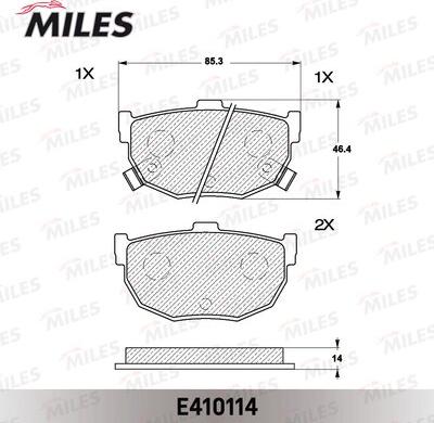 Miles E410114 - Комплект спирачно феродо, дискови спирачки vvparts.bg