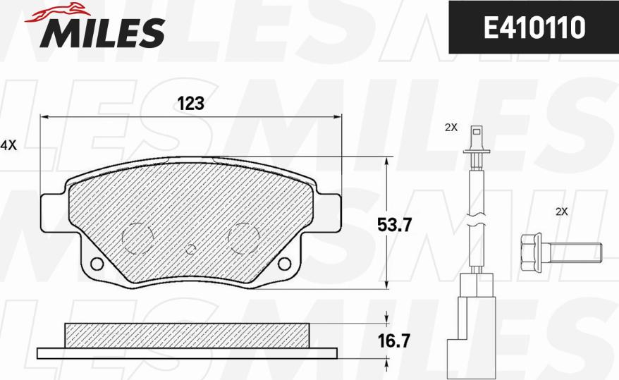 Miles E410110 - Комплект спирачно феродо, дискови спирачки vvparts.bg