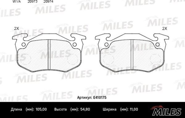 Miles E410175 - Комплект спирачно феродо, дискови спирачки vvparts.bg