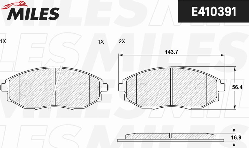 Miles E410391 - Комплект спирачно феродо, дискови спирачки vvparts.bg