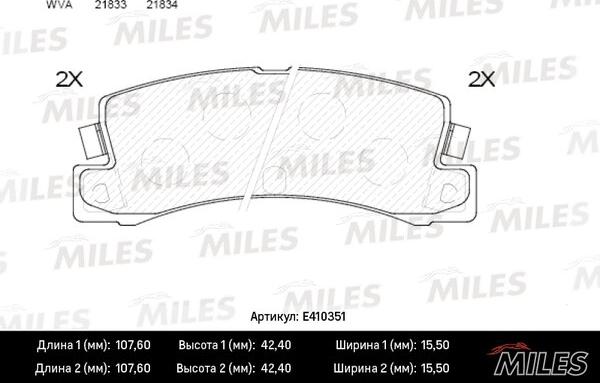 Miles E410351 - Комплект спирачно феродо, дискови спирачки vvparts.bg