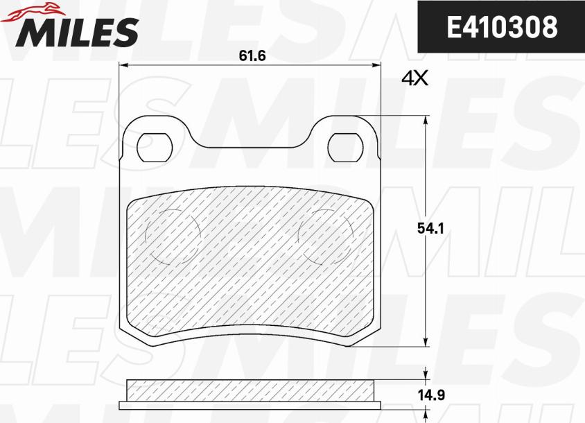 Miles E410308 - Комплект спирачно феродо, дискови спирачки vvparts.bg