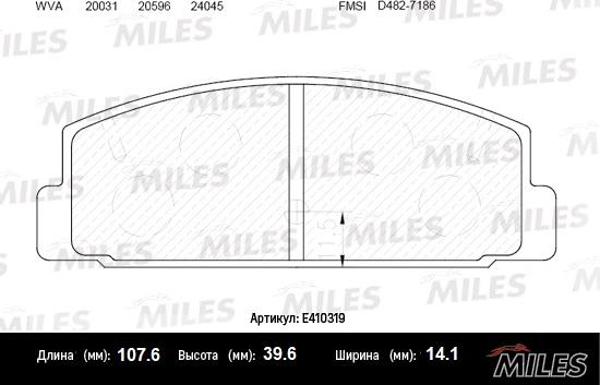 Miles E410319 - Комплект спирачно феродо, дискови спирачки vvparts.bg