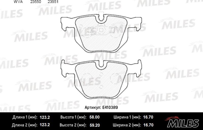 Miles E410389 - Комплект спирачно феродо, дискови спирачки vvparts.bg