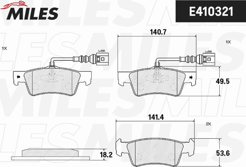 Miles E410321 - Комплект спирачно феродо, дискови спирачки vvparts.bg
