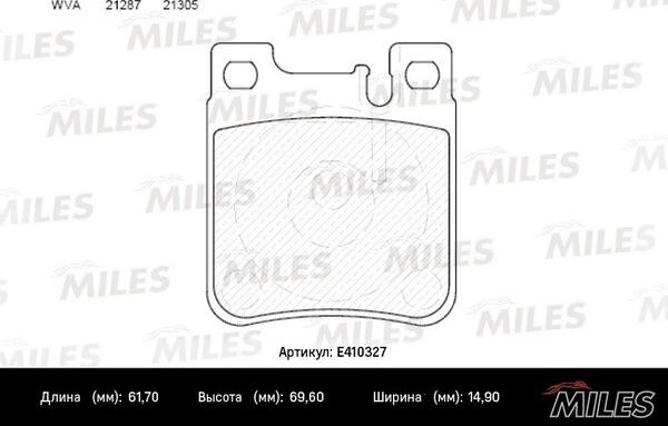 Miles E410327 - Комплект спирачно феродо, дискови спирачки vvparts.bg