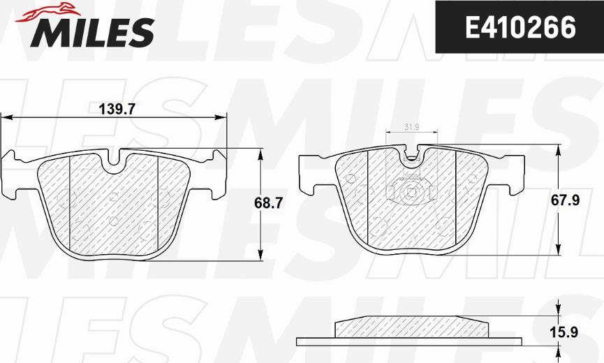 Miles E410266 - Комплект спирачно феродо, дискови спирачки vvparts.bg