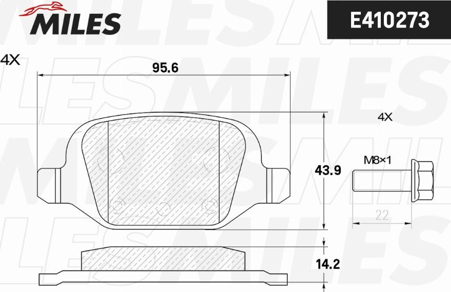 Miles E410273 - Комплект спирачно феродо, дискови спирачки vvparts.bg