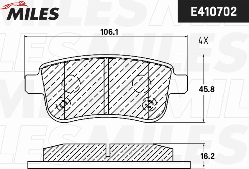 Miles E410702 - Комплект спирачно феродо, дискови спирачки vvparts.bg