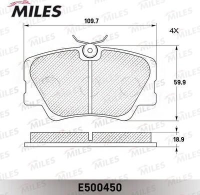 Miles E500450 - Комплект спирачно феродо, дискови спирачки vvparts.bg