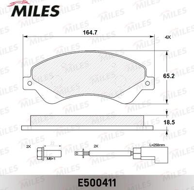 Miles E500411 - Комплект спирачно феродо, дискови спирачки vvparts.bg