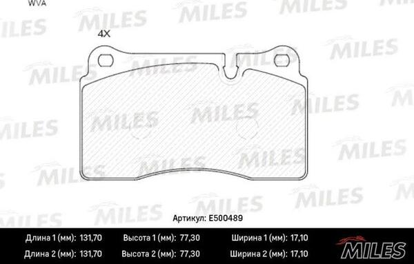 Miles E500489 - Комплект спирачно феродо, дискови спирачки vvparts.bg