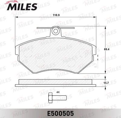 Miles E500505 - Комплект спирачно феродо, дискови спирачки vvparts.bg