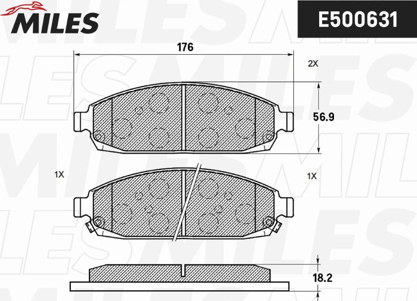 Miles E500631 - Комплект спирачно феродо, дискови спирачки vvparts.bg