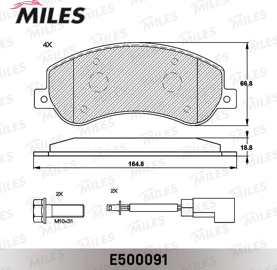 Miles E500091 - Комплект спирачно феродо, дискови спирачки vvparts.bg