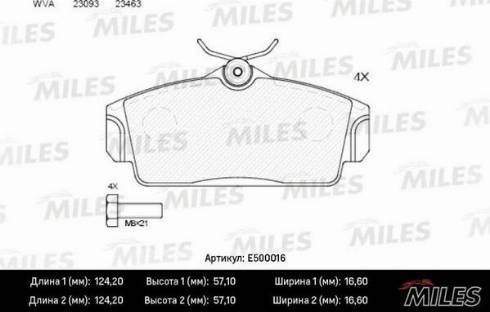 Miles E500016 - Комплект спирачно феродо, дискови спирачки vvparts.bg