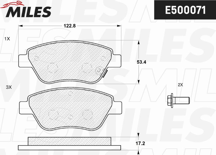 Miles E500071 - Комплект спирачно феродо, дискови спирачки vvparts.bg